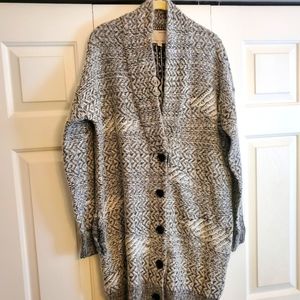 Banana Republic Heritage Collection Button Cardigan Sz L Gray/White